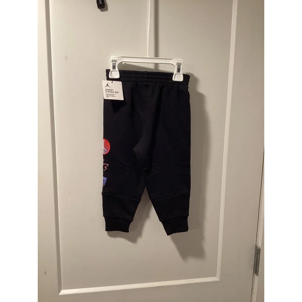 Jordan Flight Kids 2 Piece Fleece Hoodie and Joggers Set Black Blue 18M D412-023